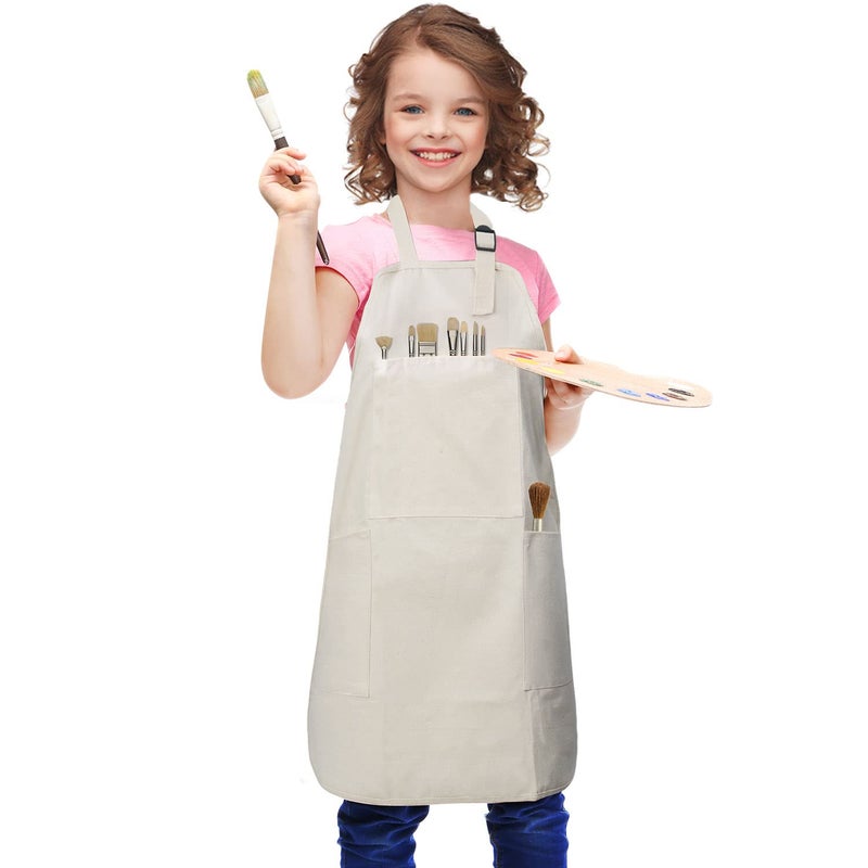FreeNFond Kids Apron Adjustable Child Apron with 4 Pockets for Baking Painting - Image 1